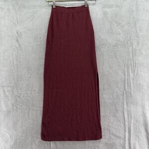 Free People Beach Skirt Womens S Burgundy Rib Knit Pullon Elastic Waist Maxi